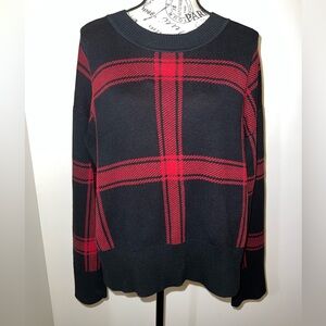 Banana Republic Plaid Sweater/Black Red Buffalo Check Knit/Size Medium